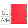 Intercalaire q-connect carte lustrée 225g 12 positions a4+ 212x310mm