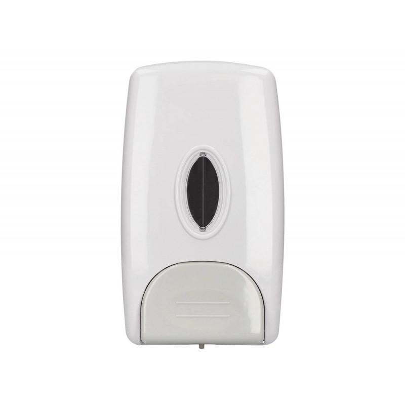 Distributeur savon q-connect manuel indicateur niveau 1000ml coloris blanc/gris 235x135x95mm