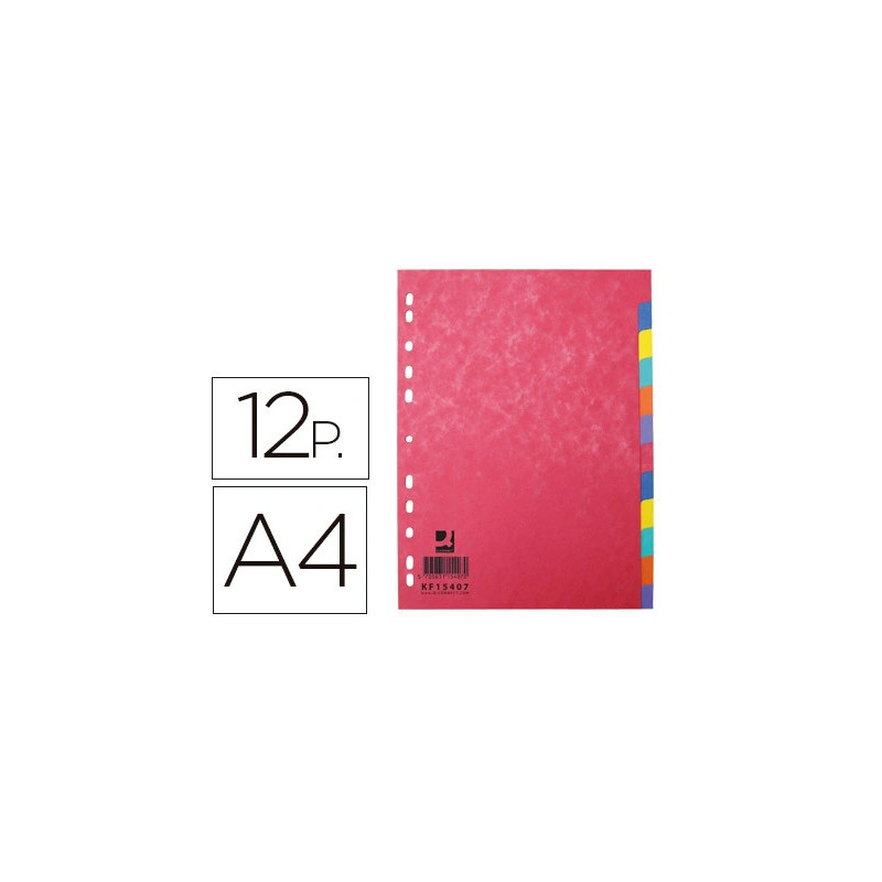 Intercalaire q-connect carte lustrée 225g 12 positions a4 210x297mm