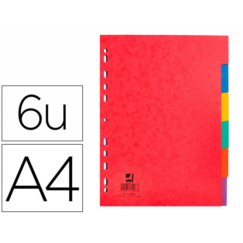 Intercalaire q-connect carte lustrée 225g 6 positions a4 210x297mm
