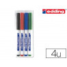 Marqueur edding e661 tableau blanc pointe fine ogive 1/2mm résistante encre cap-off faible odeur pochette 4 unités