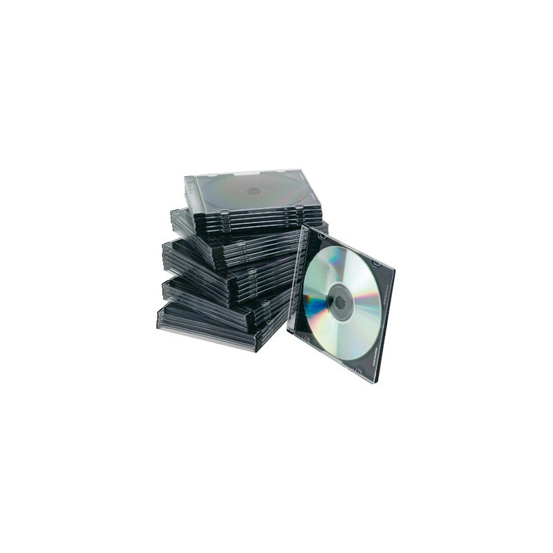 Boîtier cd/dvd q-connect slim coloris noir boîte 25 unités
