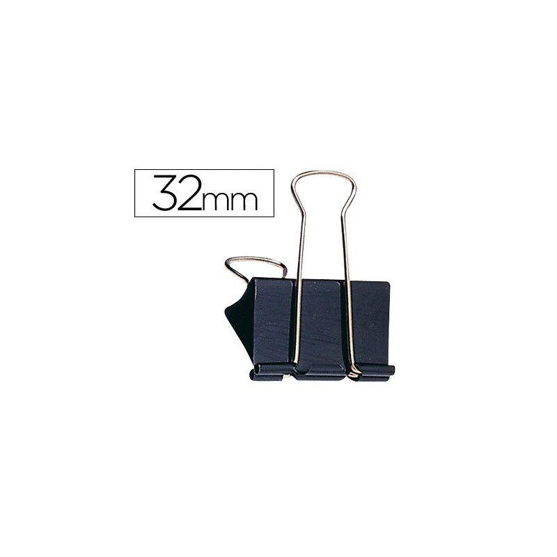 Pince q-connect double clip largeur 32mm coloris noir boite carton 10 unites