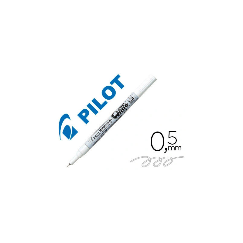 Marqueur pilot feutre permanent encre métallique pointe non biseautée extra fine polyacétate 0.5mm blanc