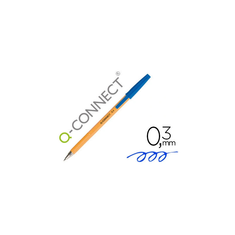 Stylo-bille q-connect écriture fine 0.3mm encre classique bille indéformable capuchon encre couleur bleu