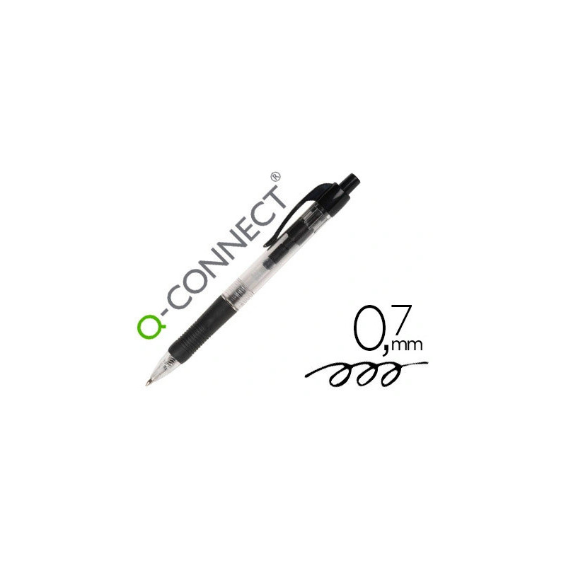 Stylo-bille q-connect rétractable écriture moyenne 0.7mm encre classique clip grip préhension couleur encre noire