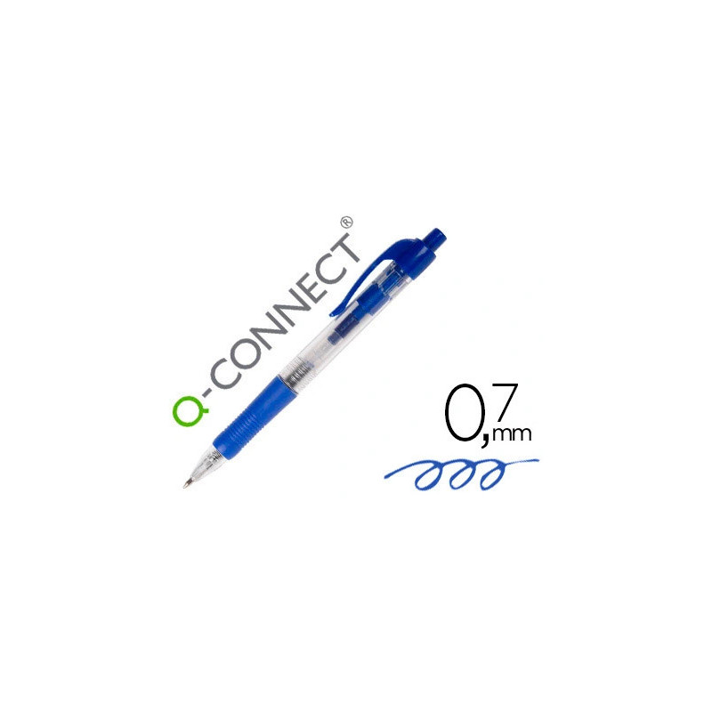 Stylo-bille q-connect rétractable écriture moyenne 0.7mm encre classique clip grip préhension couleur encre bleu