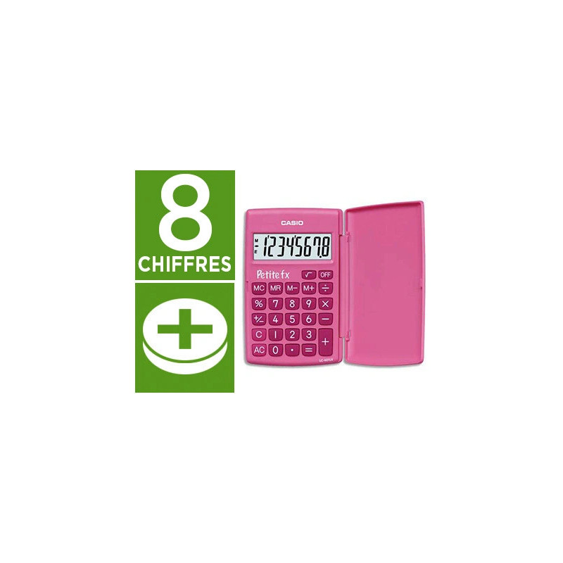Calculatrice casio scientifique petite fx 4 opérations grand écran spécial enfants mémoire pile 120x75x10.7mm 70g rose
