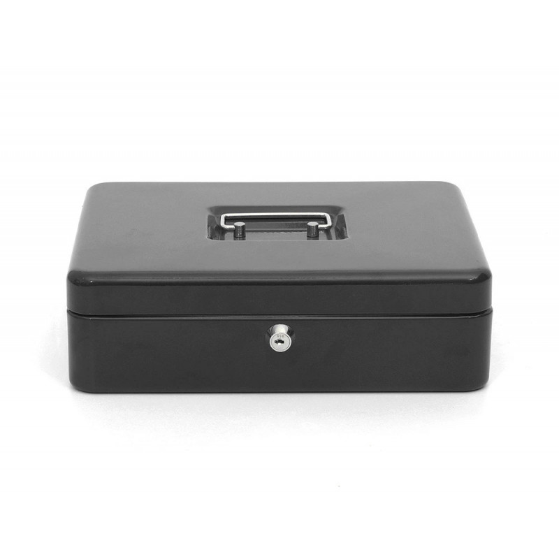 Caisse monnaie q-connect structure acier 0.8mm épaisseur plateau amovible espace billets 300x240x90mm coloris noir