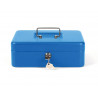 Caisse monnaie q-connect structure acier 0.8mm épaisseur plateau amovible espace billets 250x180x90mm coloris bleu