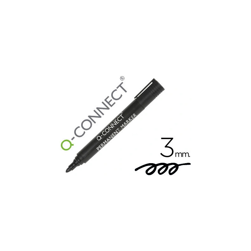 Marqueur q-connect permanent pointe ogive tracé 3mm résistante corps plastique coloris noir