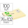 Bloc-notes q-connect quick notes 102x76mm 1 bloc 100f repositionnables coloris jaune
