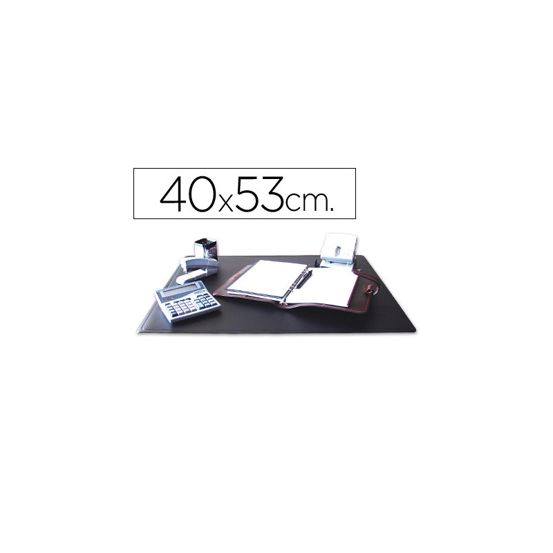 Sous-main q-connect simple pvc coins arrondis dessous mousse antidérapant bord soudé 40x53cm coloris noir