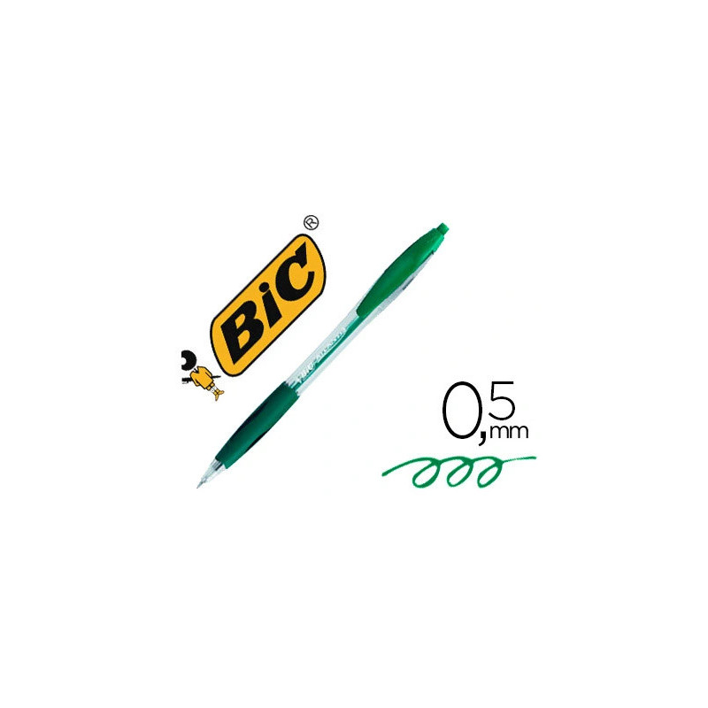 Stylo-bille bic atlantis écriture moyenne 0.5mm encre douce bille réctractable corps cristal clip grip préhension vert