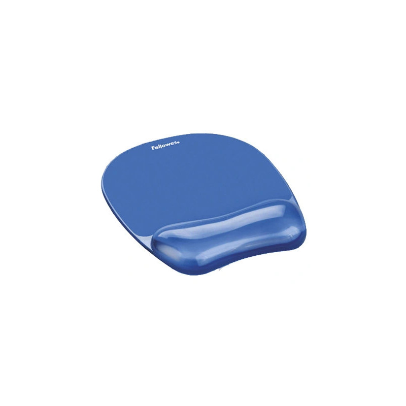 Tapis souris fellowes repose-poignet gel transparent bleu adapté souris optiques