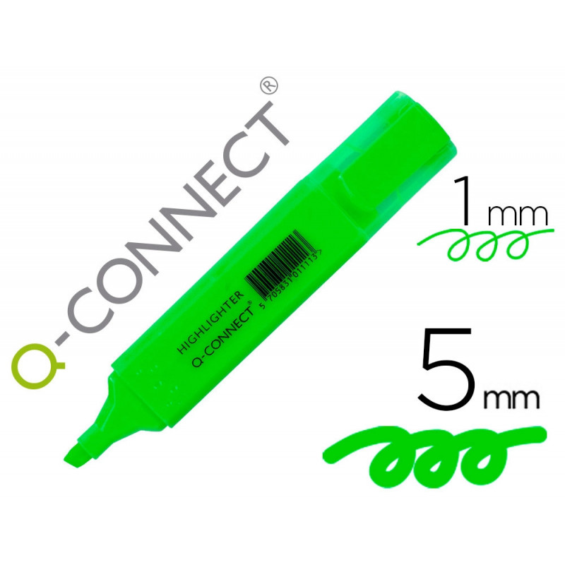 Surligneur q-connect tracé 2/5 mm pointe biseautée couleurs éclatantes vert