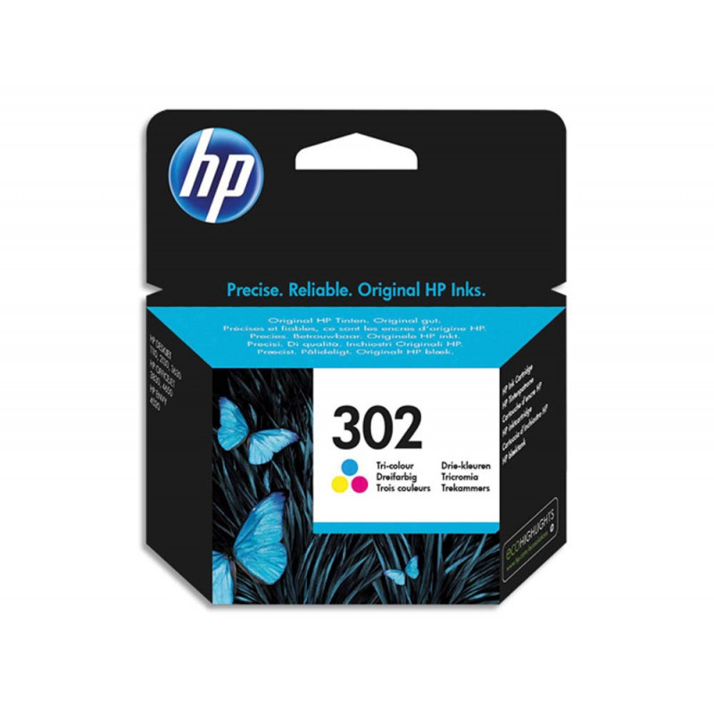 Cartouche hp 302 jet d'encre fau65ae 3 couleurs cyan/magenta/jaune 165p