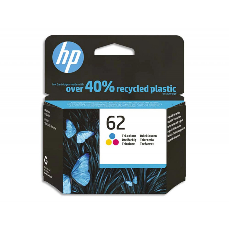 Cartouche hp 62 jet d'encre c2p06ae 3 couleurs cyan/magenta/jaune 165p