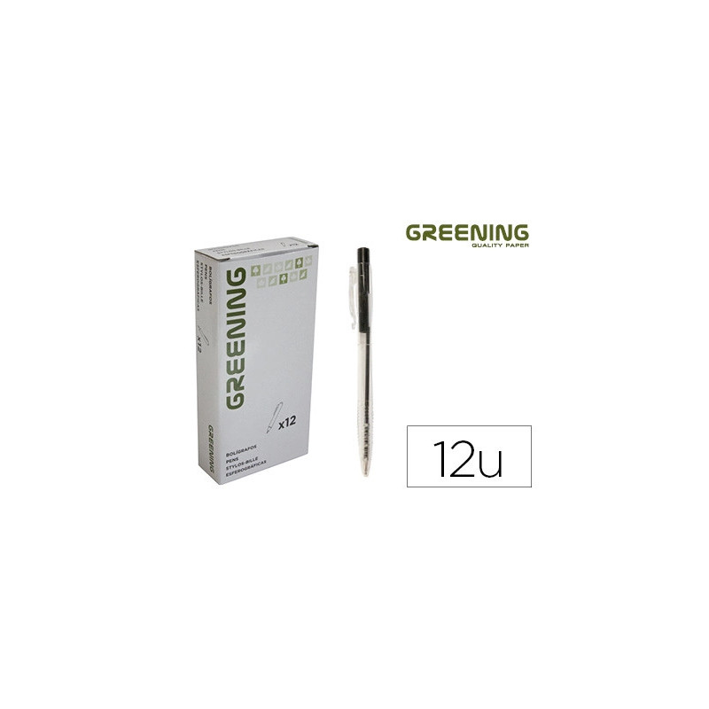 Stylo greening rétractable coloris noir