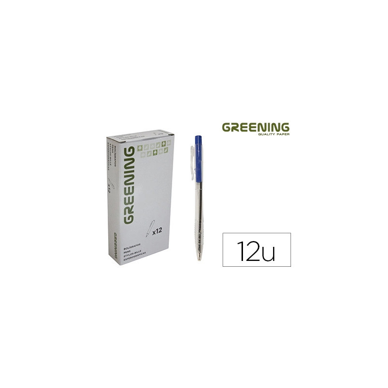 Stylo greening rétractable coloris bleu