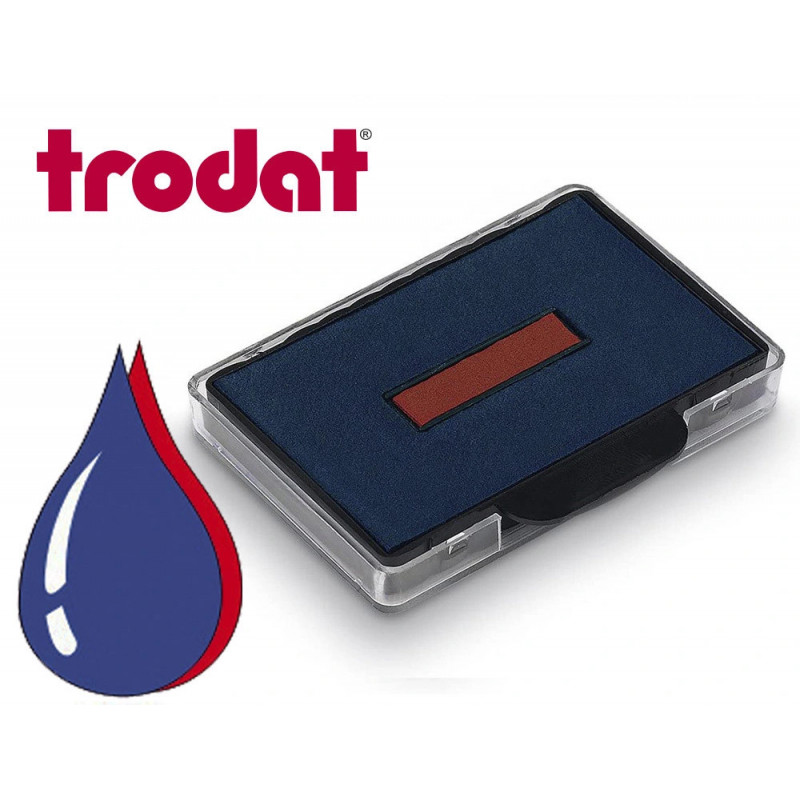 Cassette encrage bicolore trodat 6/56/2 pour tampon 5460/5465 coloris bleu/rouge