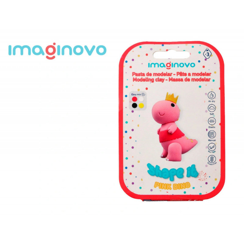 Pate a modeler imaginovo sechage a l'air set coloris assortis avec instructions dinosaure rose