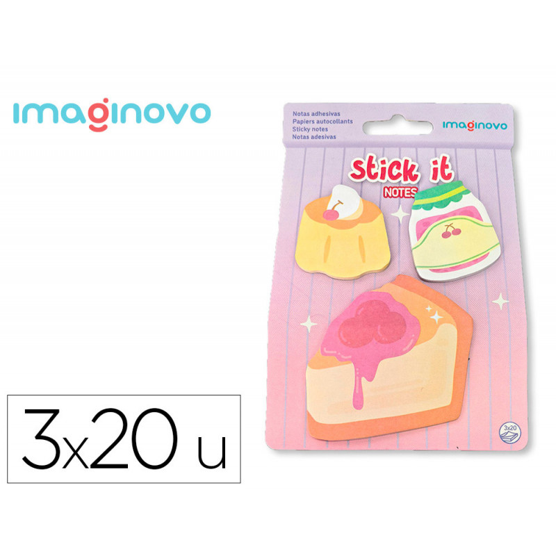 Bloc notes imaginovo adhesifs foodies tarte tailles assorties 20 feuilles