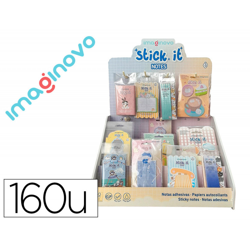 Presentoir de comptoir imaginovo bloc notes adhesifs pvc 160 unites assorties 310x270x420 mm