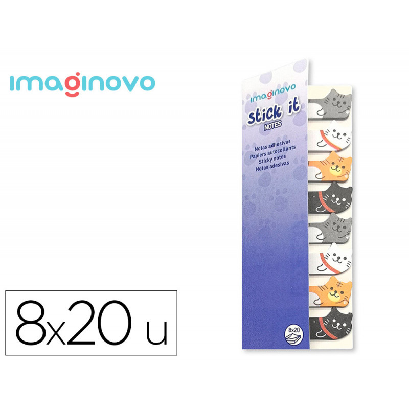 Bloc notes adhesives imaginovo marque pages chat 120 feuilles 8x15x48 mm