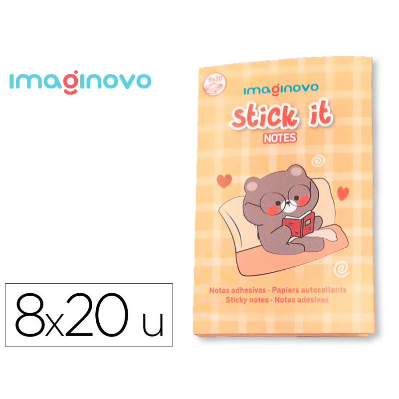 Notes adhesives imaginovo stick it notebook 20 notes adhesives ourson tailles assorties