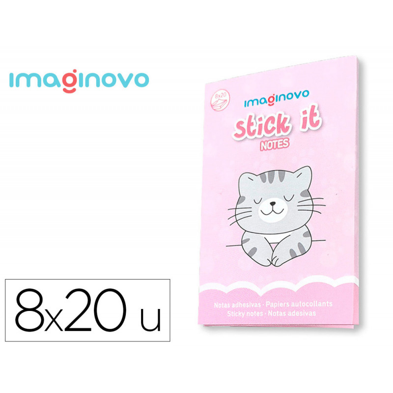Notes adhesives imaginovo stick it notebook 20 notes adhesives chaton tailles assorties