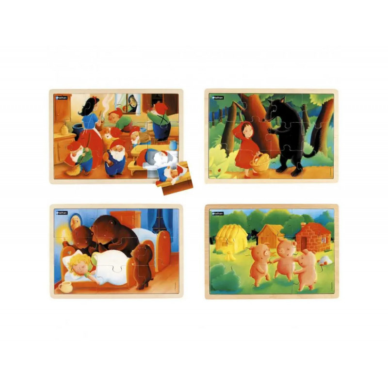 Puzzles nathan les contes lot de 4 puzzles