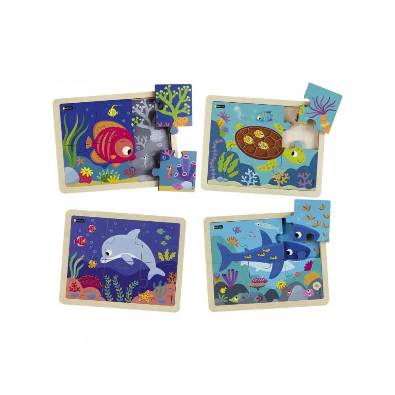 Puzzles nathan les animaux de la mer lot de 4 puzzles