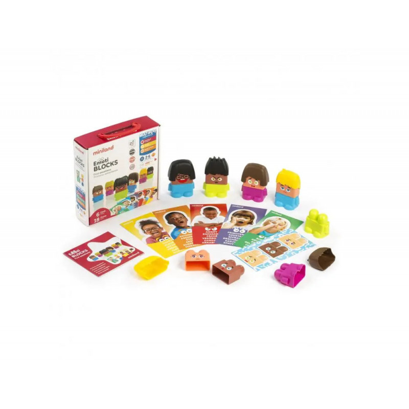 Emotiblocks premieres emotions miniland 100 combinaisons possibles interet pedagogique 18 pieces