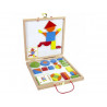 Geoforme jeu magnetique djeco pour reconstituer toutes sortes de formes 42 pieces en bois et 24 modeles
