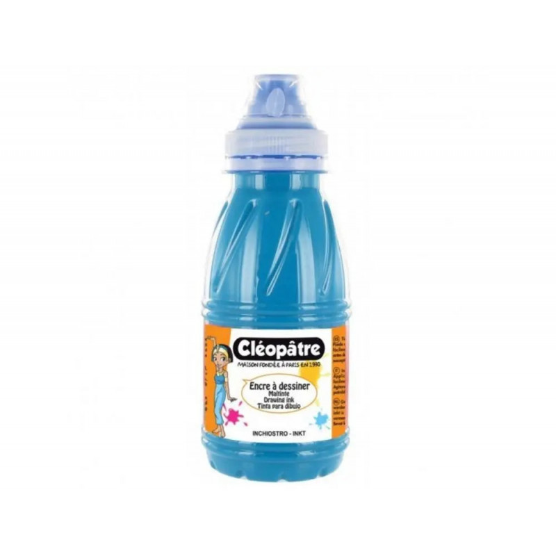 Encre a dessiner cleopatre diluable a l eau multisupports flacon de 500 ml coloris turquoise