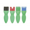 Pinceaux plats rigides touffe en caoutchouc manche plastique lot de 4 pinceaux assortis 95 x 35 mm