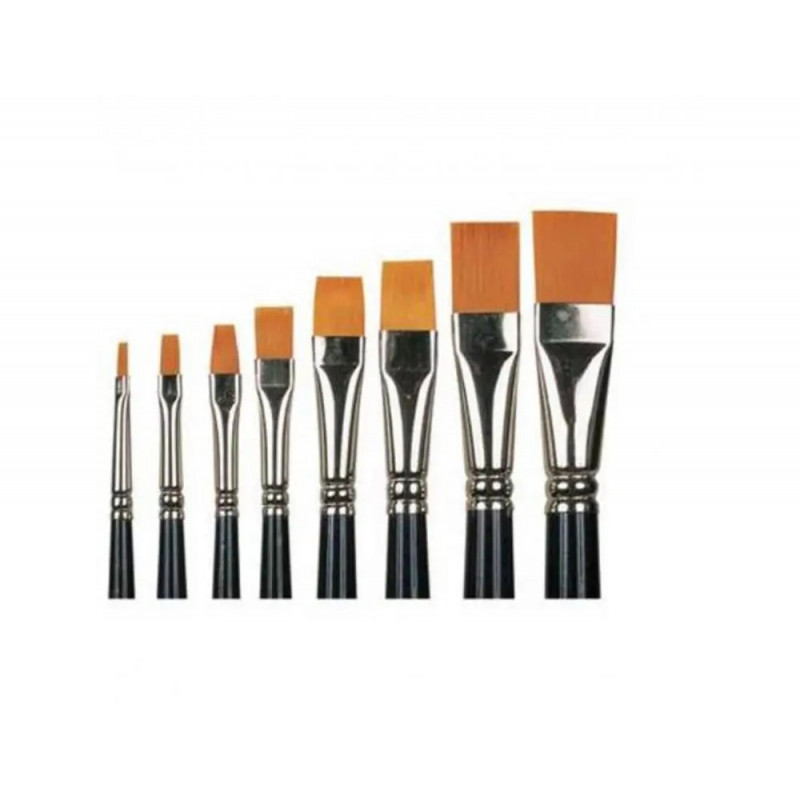 Brosses poils synthetiques plates n 16 pour peinture acrylique virole en alu lot de 10 unites