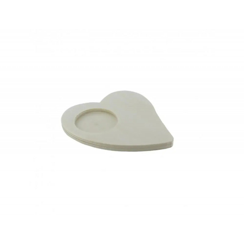Bougeoir bois ocolor 11.5x10x0.7cm forme coeur coloris naturel