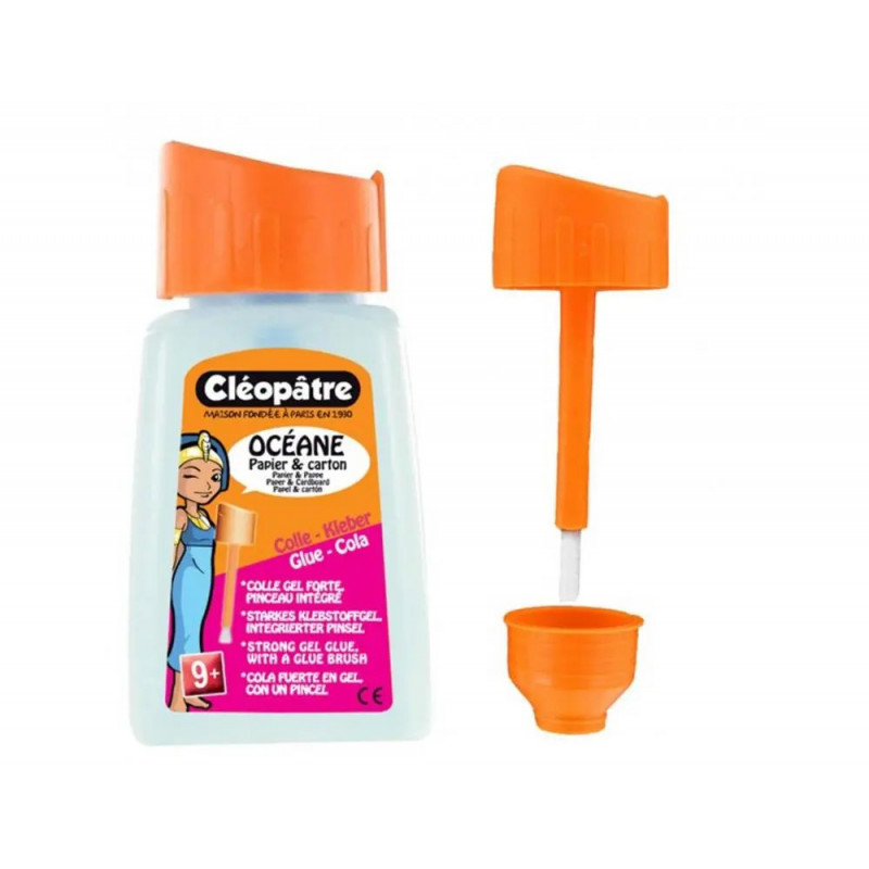 Colle oceane cleopatre sans solvant papier carton bouchon pinceau coloris bleu flacon de 80g