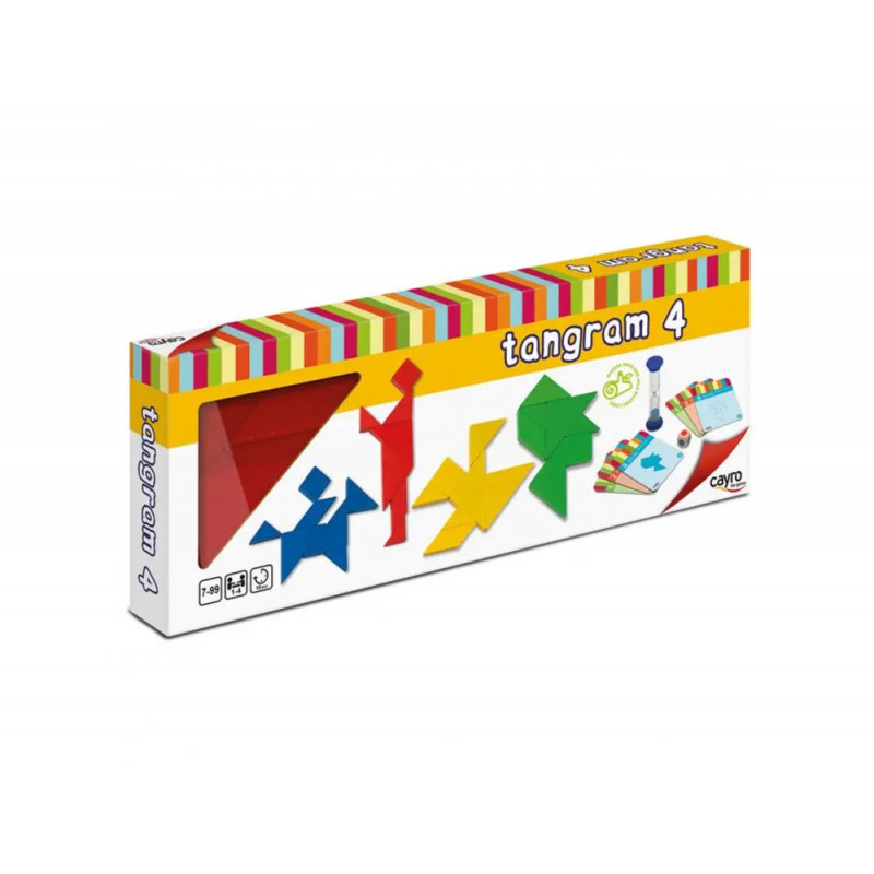 4 tangrams bois cayro casse tete forme puzzle geometrique de 1 a 4 joueurs