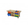 Table multiactivites culture club 2 ouvertures centrales 2 couvercles espace stockage 4 roulettes avec freins