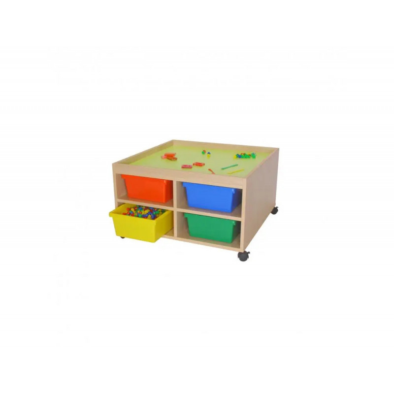 Table de jeu culture club carree 8 cases de ragement 4 roulettes avec freins bacs inclus