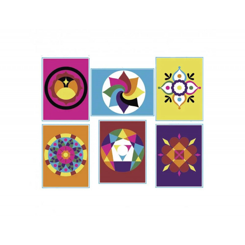Lot de cartes autocollantes culture club a decorer motifs mandalas assortis format 19x15cm 6 unites