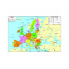 Carte europe murale recto verso ulmann plastifiee 1 face physique et 1 face politique 80x124cm