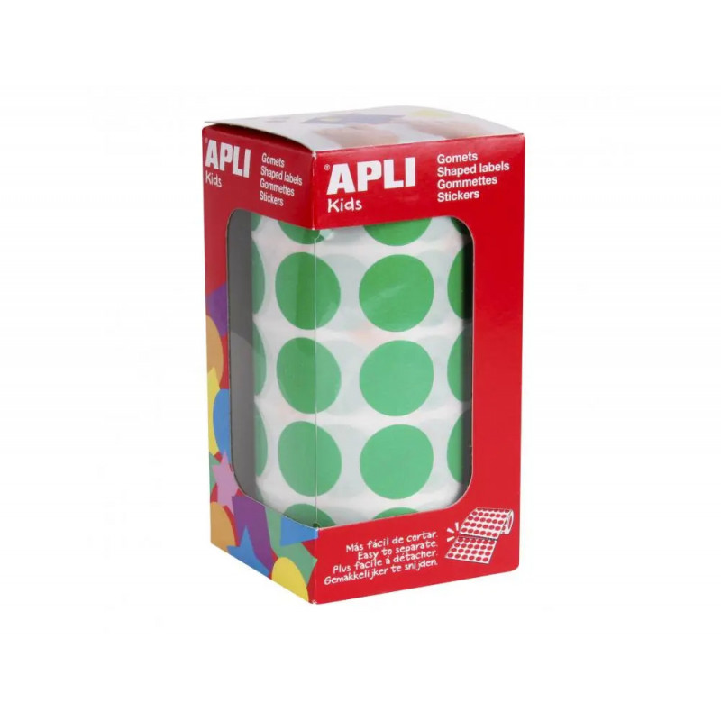 Gommette apli ronde 20mm coloris vert rouleau 1770 unites