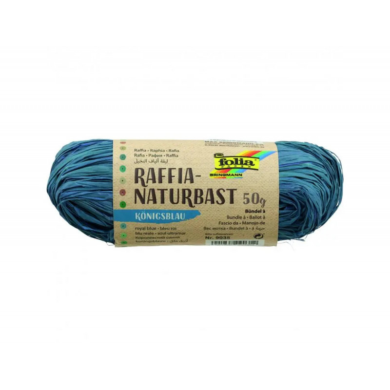 Raphia vegetal clairefontaine coloris bleu pelote 50g