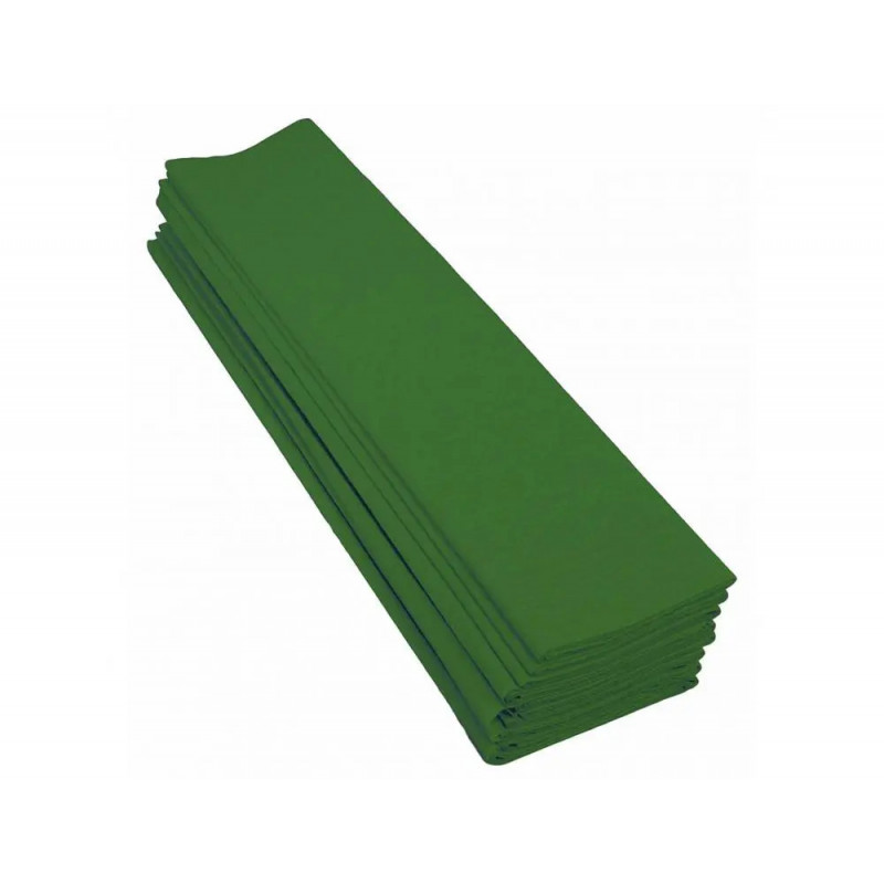 Papier crepon clairefontaine standard 0,5x2m crepage 40% coloris vert fonce paquet 10 feuilles