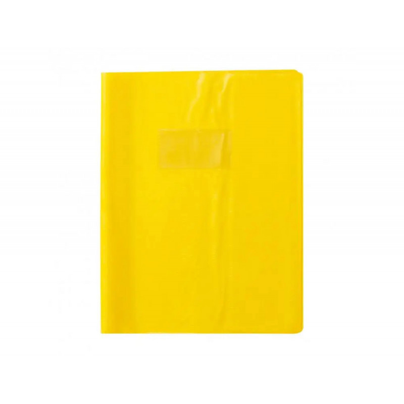Protege-cahier clairefontaine 17x22cm plastique 22/100e 2 rabats coloris jaune