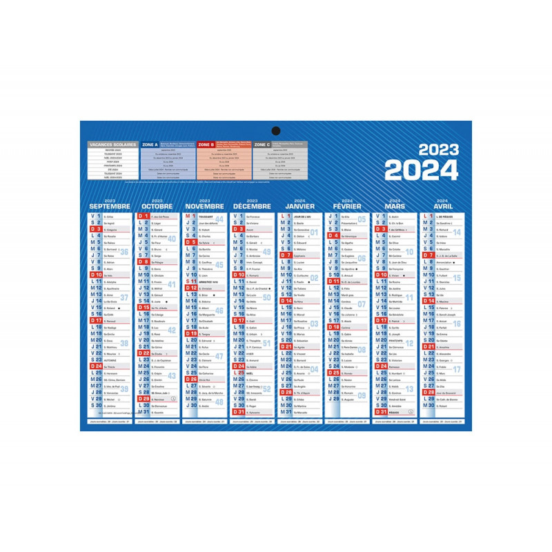 Calendrier bouchut petit format 21x26 cm septembre a decembre
